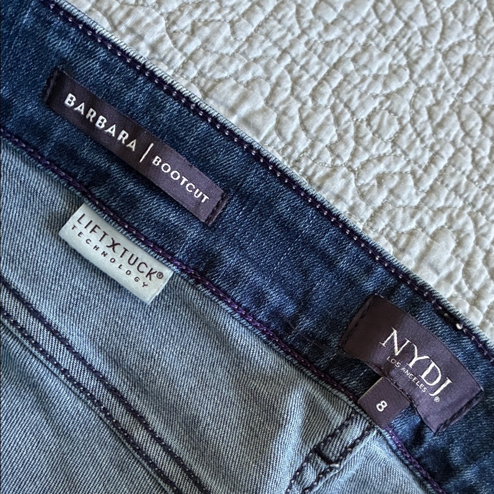 New NYDJ Women’s Medium Wash Barbara Boot Cut Blue Jeans Sz 8 Lift Tuck Slimming - Picture 12 of 15